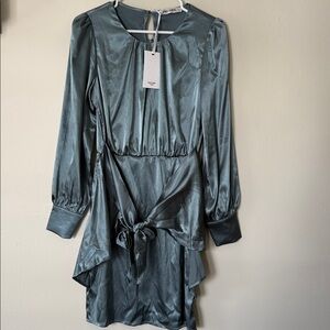 Grace Karin Teal Blue Green Long Sleeve Dress